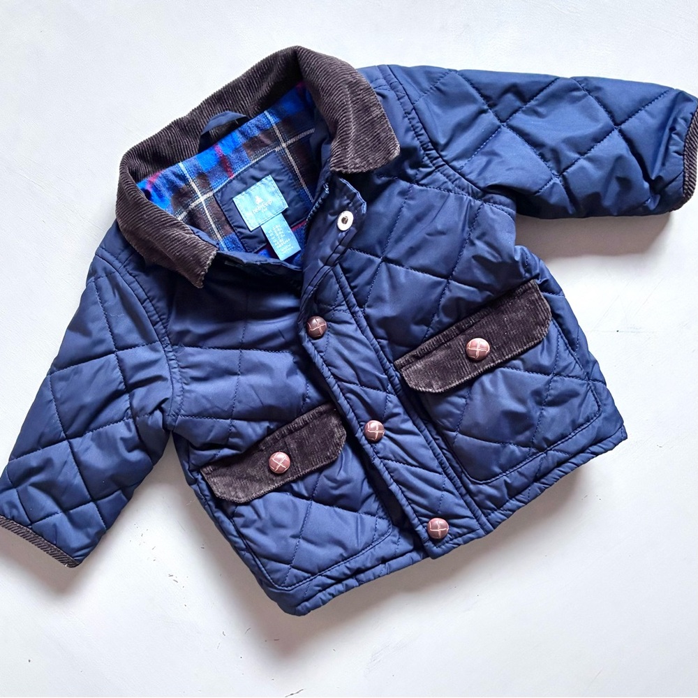 BABY GAP Y2K Quilted Flannel Plaid Lined Corduroy Collar Barn Jacket